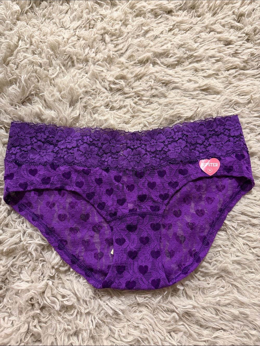 NWT VTG 2010 Rare Y2K Victoria's Secret PINK Purple Hearts X-Small